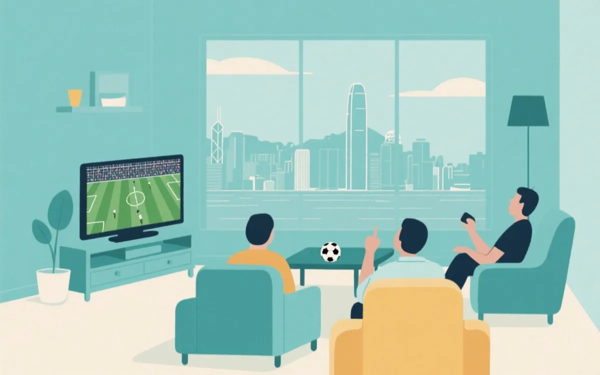 香港觀眾觀看足球賽事示意圖